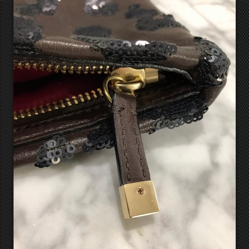 Coach Madison Leather Sequin Ocelot Zip Clutch - Picture 4 of 8